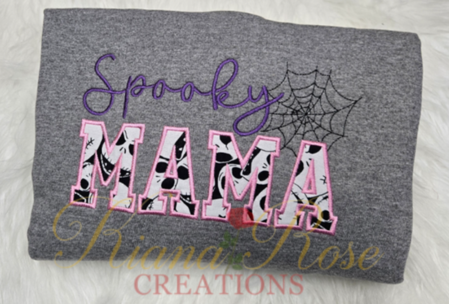 Personalized Embroidered Spooky MAMA Sweatshirt